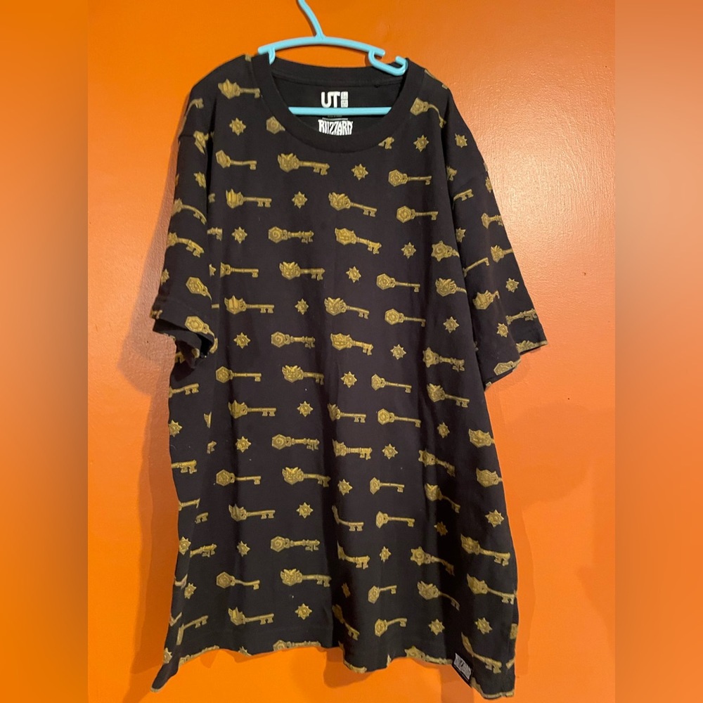 🕹️ Blizzard X Uniqlo Black & Gold Keys Tee Shirt US M🕹️